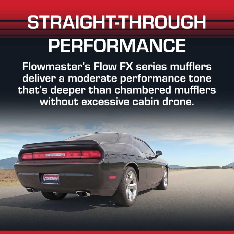 Flowmaster Flow FX Chambered Muffler â€“ 3.00â€ Center In / 3.00â€ Center Out â€“ Round Body â€“Moderate Sound â€“ Stainless Steel â€“ Affordable Performance for Modern Trucks, Muscle Cars & Daily Drivers (71419) - Image 4